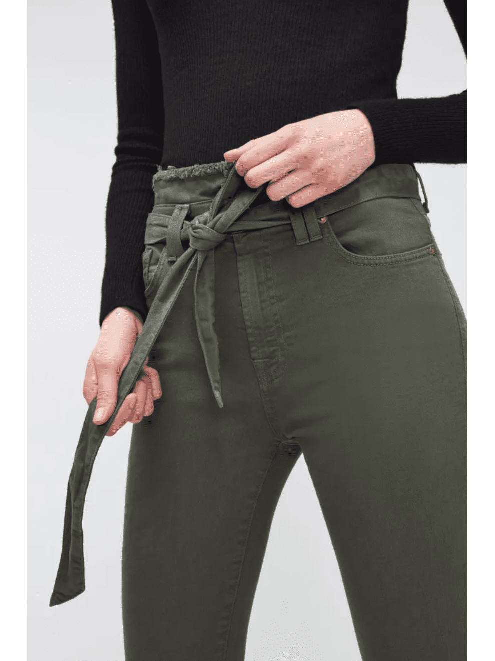Paperbag Waist Pant- Army Green